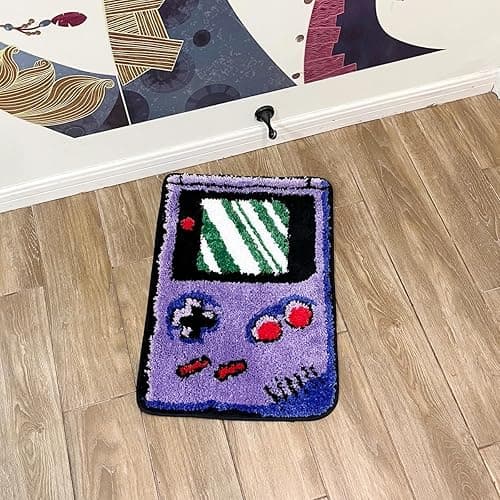 Purple Games Console Tufted Rug Funny Childhood Memories Rug Cute Flocking Carpet Floor Pad Anti Slip Doormat Aesthetic Home Pad (23.6X15.7 Inch) - 23.6X15.7 Inch thumbnail 5