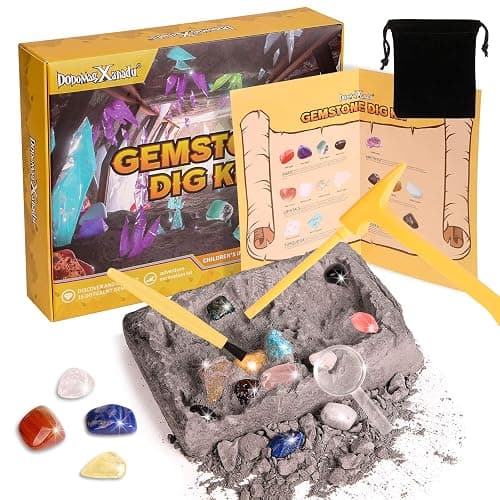 Gemstone Dig Kit, 16 Real Gem Stones and Crystals Excavation Kit, STEM Educational Toys Science Kit for Kids 5-7 8-12,Christmas Stocking Stuffers Gifts for Boys Girls - Image 1
