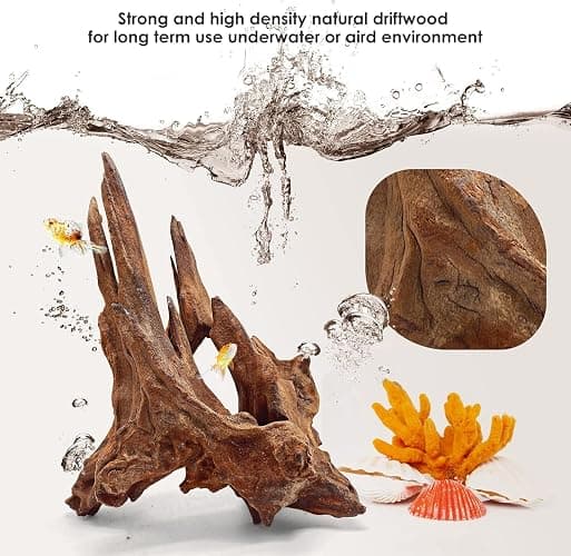 Jorewood Natural Aquarium Driftwood for Fish Tanks & Reptile Terrariums – Safe Fish Tank Decorations, Unique Twisted Branches 3-Piece 7-11 Inch Low Tannin, Easy to Sink thumbnail 3