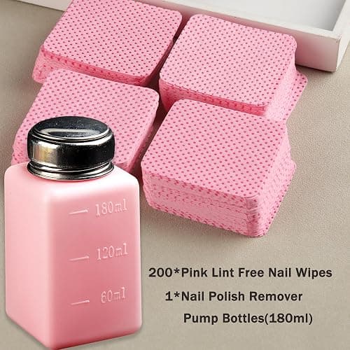 FSpronail Pump Dispenser 180ml Metal Push Down 200Pcs Lint Free Nail Wipes Alcohol Eye Makeup Remover Empty Bottle for Nail Polish Remover thumbnail 7