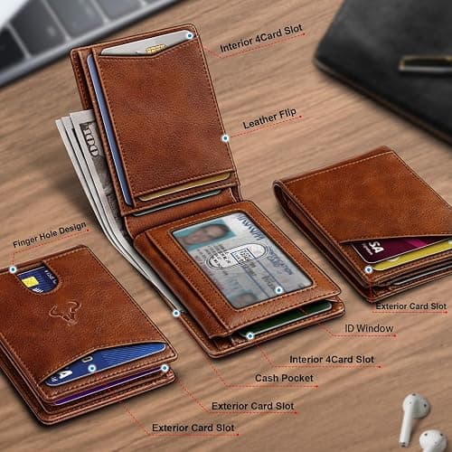 BULLIANT Men Wallet, Slim Leather Wallet Front Pocket Card Holder Gift For Men 11 Slots RFID Blocking thumbnail 2