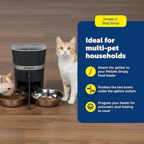 PetSafe 2-Pet Meal Splitter with Bowl - Designed for PetSafe Smart Feed and Healthy Pet Simply Feed Automatic Cat Feeder - No-Mess Food Dispensing - Includes Privacy Panel thumbnail 5