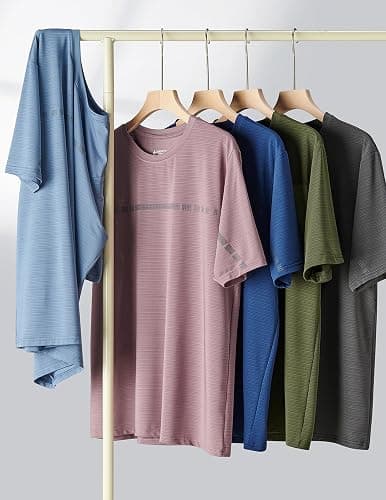 5 Pack Men’s Active Quick Dry Crew Neck T Shirts | Athletic Running Gym Workout Short Sleeve Tee Tops Bulk thumbnail 6