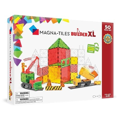 Magna-Tiles Builder XL 50-Piece Magnetic Construction Set, The Original Magnetic Building Brand - Image 1
