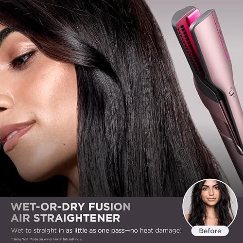 Shark FlexFusion Hair Straightener & Powerful Hair Dryer with Fusion Hair Brush, Ceramic Air Styler with Auto-Wrap Hair Curlers & Concentrator, Ceramic Plates, Cosmic Blush HD641S - Straight & Wavy Hair w/ Straightener thumbnail 4