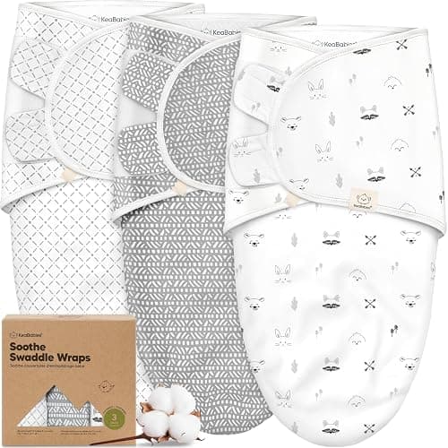 KeaBabies 3-Pack Organic Baby Swaddle Sleep Sacks - Swaddles for Newborns, Infant 0-3 Months, Baby Girls, Boys, Soft & Snug Newborn Sleep Sack, Nursery Swaddling Blankets (Nordic, OS) - Image 1