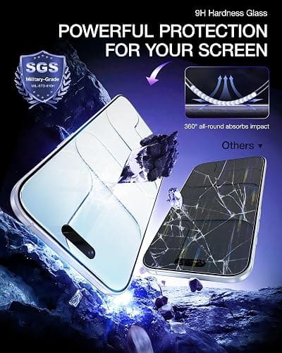 NIMASO for iPhone Air Screen Protector 6.5-Inch, 2 Pack 9H Hardness HD Clear Tempered Glass Military Grade Shatterproof, Anti-Scratch, with Easy Installation Tool thumbnail 3