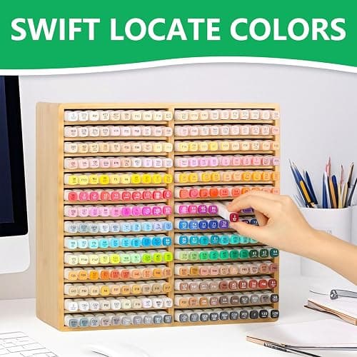 walowalo Bamboo Marker Organizer for 280 Markers Christmas Gifts Durable Pencil Holder Desk Storage Large for Artists Teachers Students Classroom Birthday Gifts No Assembly Required 28-Compartments thumbnail 6