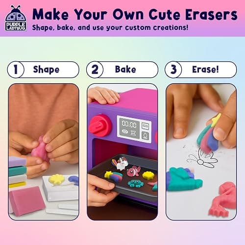 Eraser Lab DIY Clay Mini Cute Eraser Kit for Girls - Unicorn & Mermaid Theme - Fun Craft Activity for Girls Aged 4 5 6 7 8 9 10, Perfect Back to School Supply, Ideal Christmas & Birthday Gift Idea thumbnail 3