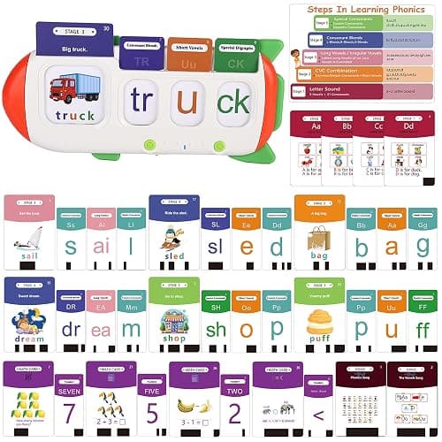 Talking Phonics Card Reader for Kids Ages 3-7, 5-Level Learn-to-Read System with Letter Sounds, Word Blending, Sight Words and Math Games, Preschool Kindergarten Homeschool Learning Toy thumbnail 9