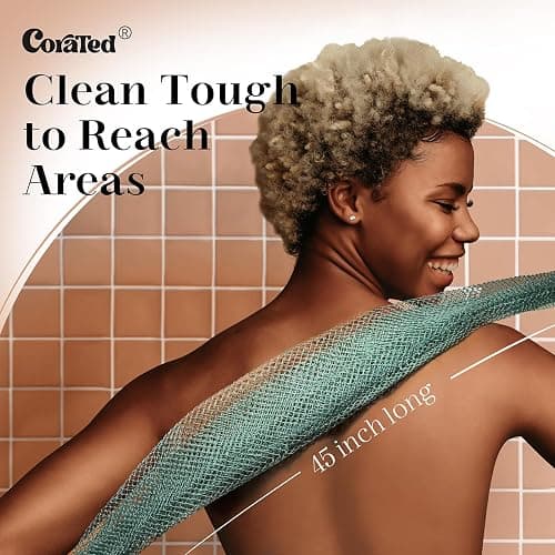 CORATED African Net Sponge Authentic, Shower Loofah Exfoliating Bath Sponge, Body Scrubber for Women and Men Daily Use Body Care, Travel Portable Bath Accessories for Bathroom (Blue & Black) thumbnail 7