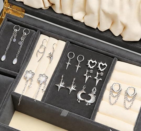 SMXYANCHT 12 Pairs Y2k Dangle Hoop Earrings for Men Women Punk Goth Gothic Tassel Chain Drop Star Moon Spike Stud Huggie Earrings Gift Korean Music Emo Alt Jewelry thumbnail 2