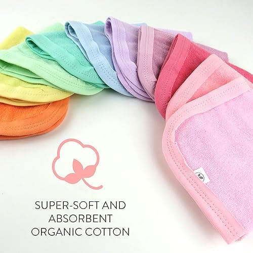 HonestBaby 10-Pack Terry Wash Cloths in Gift Box 100% Organic Cotton for Infant Baby Boys, Girls, 10-Pack Rainbow Pinks, One Size thumbnail 5