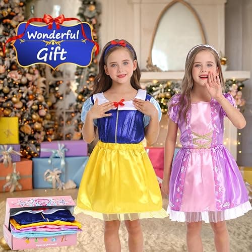 LIMIROLER Princess Dress Up Clothes for Little Girl Role Play Costume Gift Set Princess Dress Up Toys for Toddler Girls thumbnail 3