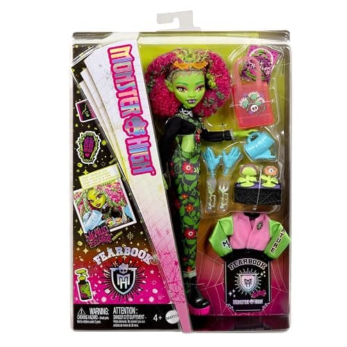 Monster High Fearbook Venus McFlytrap Doll and Accessories Set with Unearthed Club Theme including Varsity Jacket, Yearbook, and Gardening Tools thumbnail 6
