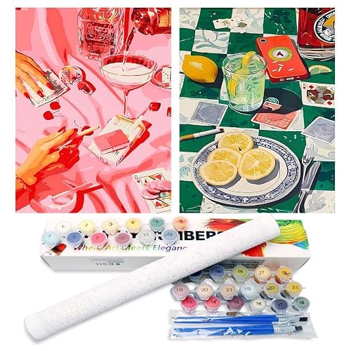 2 Pack Paint by Number Adults, Poker Paint by Numbers Kit for Adults Beginners, DIY Crafts Acrylic Painting by Number Kits Couple for Gifts Home Decor 12x16 Inch - Image 1
