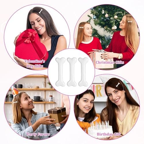 6 Pcs Bone Hair Clip, White Bones Hairpins Skull Skeleton HairPins for Women Girls White Dog Bone Alligator Clips Halloween Cosplay Costume Decorative Hair Pins Accessories, Daily Wear thumbnail 7