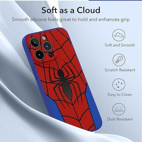 LPAYUHDB Superhero Style Comic Silicone Protection Pattern Case for iPhone 13 pro max, Lovely Spider Image case for iPhone 13 pro max, Non Slip Protection Case for Boys and Girls (BLUE-SPIDER-T101) thumbnail 5