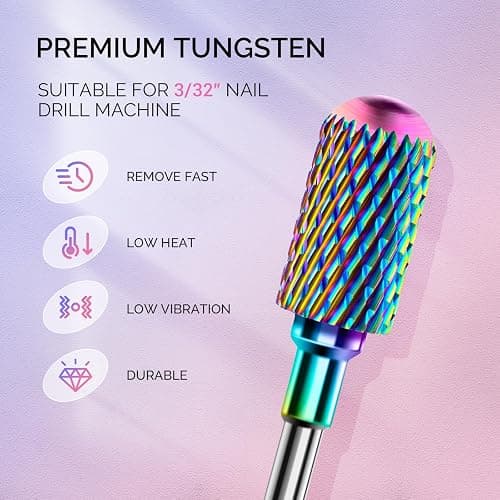 MelodySusie 7Pcs Nail Drill Bits Tungsten Carbide Diamond Set | 3/32''for Nail Drill Efile,Two-Way Rotation,Acrylic Nails Poly Gel Cuticle Remove,Manicure Pedicure Tools thumbnail 3