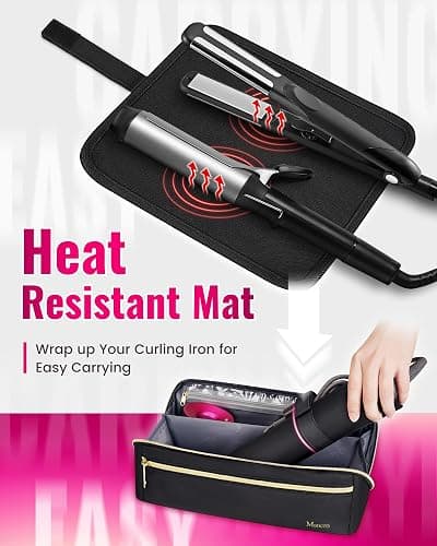 Mancro Hair Tools Travel Bag Compatible with Shark Flexstyle, Wide-open Hot Hair Tool Organizer with Separate Heat Resistant Mat, Hair Accessories Organizer for Straighteners, Curling Iron thumbnail 3