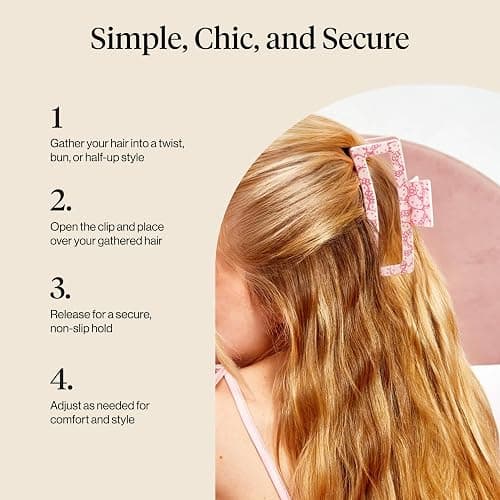 Kitsch Hello Kitty Recycled Plastic Jumbo Claw Clip, Extra Large claw Clips for Thick Hair, Big Hair Clips for Thin Hair | Ideal Gifts for Women (1 Piece, Pink Kitty Faces) thumbnail 6