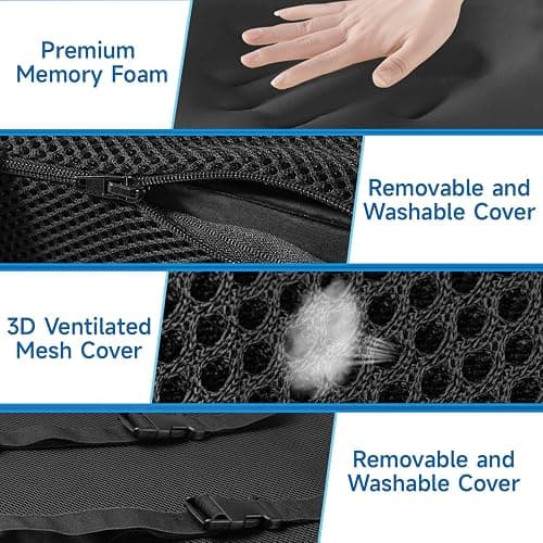 Lumbar Support Pillow for Office Chair, College Dorm Room Essentials, Memory Foam, Lower Back Support for Car, Back Pain Relief, Back Cushion for Chair with Adjustable Strap and Mesh Washable Cover thumbnail 6