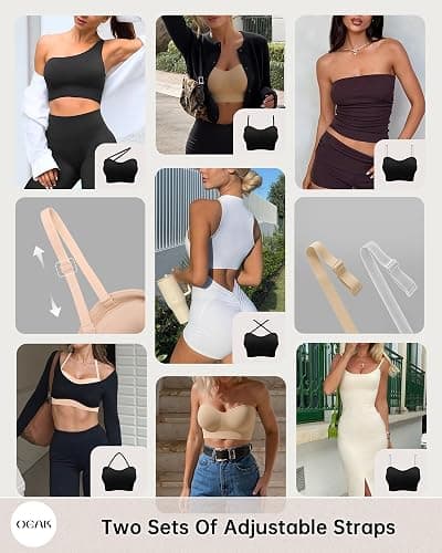OEAK Womens Push Up Strapless Bras Wireless Bandeau Plus Size Seamless Bra | Supportive,for large breast,Minimizer,non slip,comfortable,padded bralette,invisible,no show,tube bra thumbnail 5