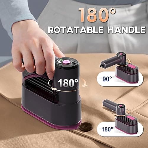 Travel Steamer for Clothes Small Iron - 1000W Portable Steamer & Mini Iron,10s Fast Heat, Handheld Mini Steamer with 8FT Cord, Foldable Handle, Travel, College Dorm & Home Essentials (Purple) thumbnail 8