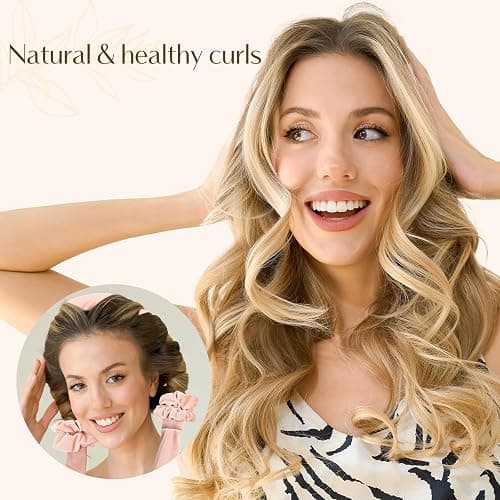 Yanibest Heatless Hair Curler, No Heat Hair Curlers to Sleep in, Super Soft Ribbon Wrap for Long Hair, Overnight Heatless Curling Set with Scrunchies and Clip, for All Hair types(Pink) thumbnail 2
