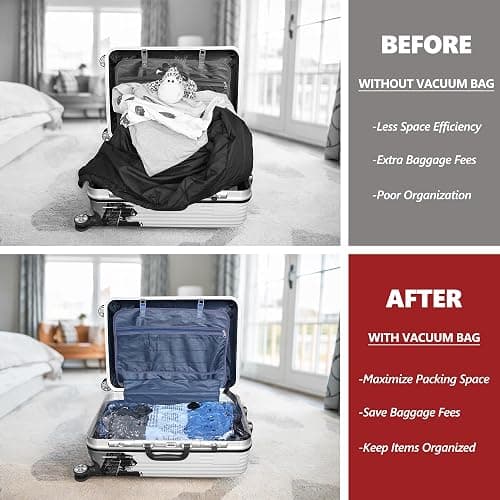 SUOCO Vacuum Bags for Travel with Rechargeable Pump, 8 Combo (2L/3M/3S) Compression Packing Seal Bags for Luggage Suitcase, Space Saver for Clothing and Clothes Travel thumbnail 4
