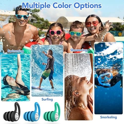 Swimming Ear Plugs Waterproof Earplugs - 3 Pairs Silicone Swim Ear Plugs for Adult Kids, Water Sports Earplugs for Showering, Bathing, Surfing - Keep Ear Water Out thumbnail 5