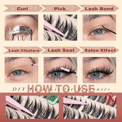 Focipeysa Wispy Lash Clusters Kit Spikes Eyelash Clusters Kit Manga Eyelash Extensions Kit with Bottom Lashes Individual Lashes Extensions Kit with Lash Bond and Seal Lash Tweezers thumbnail 9