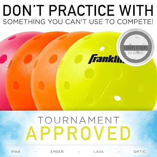 Franklin Sports X-40 Outdoor Pickleballs - Official Ball of USA Pickleball, APP Tour + Pickleball US Open - 3 Packs, 12 Packs, 36 Pickleball Buckets, 50, 100 + 400 Bulk Packs of Regulation Pickleballs - 3 Count - Pink thumbnail 7