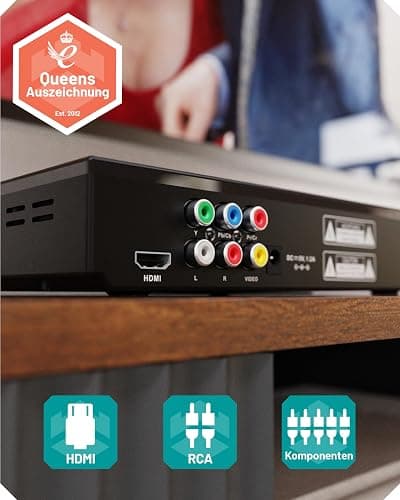 Region Free DVD Player für Fernseher | Mini DVD Player HDMI mit 1080p Upscaling | CD-Player mit USB & MP3 | HDMI Kabel, RCA Kabel & Fernbedienung Inklusive | OAKCASTLE DVD100 thumbnail 4