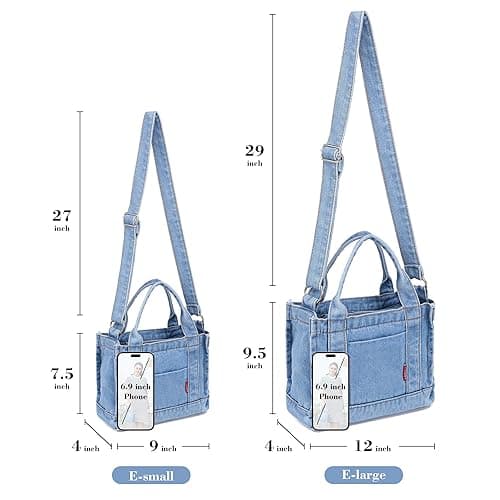 AOCINA Denim Purse Jean Tote Bag for Women Crossbody Shoulder Weekend Bags Denim Purses and Handbags for Women thumbnail 5