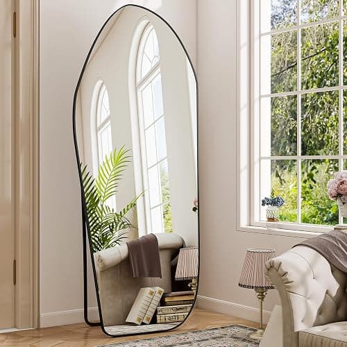 BEAUTYPEAK Irregular Full Length Mirror - 67x24 Inch Black Framed Modern Mirrors, Unique Shape Vanity Wall Mirror for Living Room Bedroom Entryway Hallway thumbnail 7