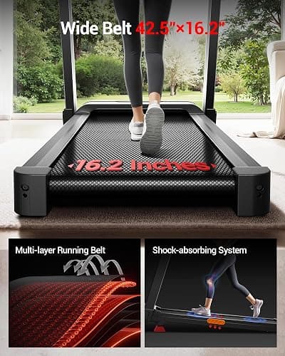 Treadmill for Home Foldable with 20% Incline, 14KM/H Folding Treadmills with Handles, Portable Indoor Running Machine with 180KG Weight Capacity, Large Running Belt and LED Touch Screen thumbnail 6