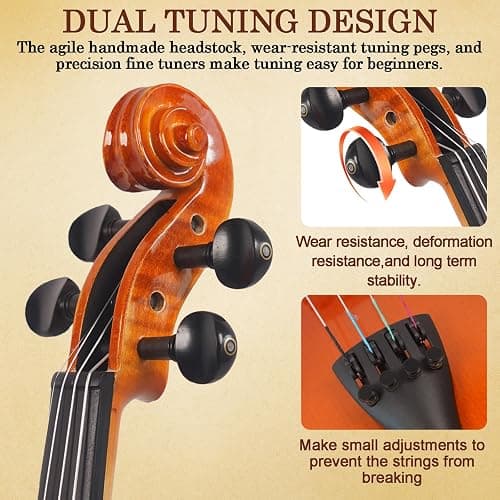 FINO 4/4 Violin Full Size Kit for Beginners (Plywood, Full) (Natural) thumbnail 5