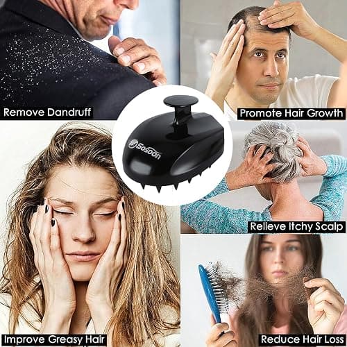 Sosoon Scalp Massager Shampoo Brush, Hair Scalp Scrubber Shower Hair Brush Head Massager for Stress Relax Hair Growth, Dandruff Brush Scalp Exfoliator for Women Men Kids Pets, Black thumbnail 5