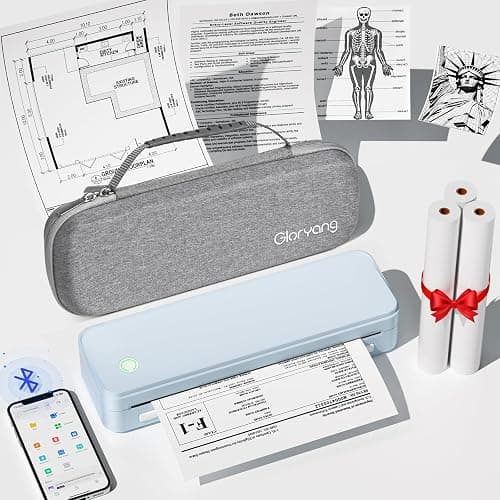 Gloryang Inkless Portable Printer for Travel, Wireless Thermal Printer Supports 8.5" x 11" US Letter Size, Bluetooth Machine Includes Carry Case and 3 Rolls of Thermal Paper Kit, Blue - Image 1