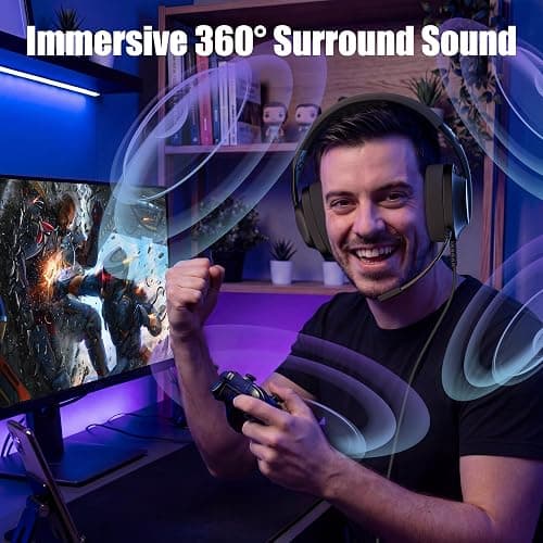WIRWTRU S30 Gaming Headset with Microphone,198g Lightweight Design, Wired Gaming Headphones for Xbox, Xbox Series X|S, PS5, PS4, Switch, PC, Noise Cancelling Mic, Soft Earmuffs (Black) thumbnail 4