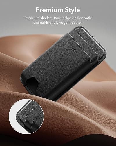 ESR Portafoglio per MagSafe, Blocco RFID, Forza Magnetica di 3200g, Può Conservare Fino a 5 Carte, Pelle Vegana, per 17/16/15/14/13/12 e dispositivi Samsung selezionati, Non per 13/12 Mini,Nero thumbnail 8