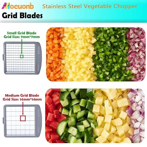 All-in-1 Vegetable Chopper with 8 Blades - Mandoline Slicer-Pro Food Chopper with Container - Veggie Salad Onion Chopper - Potato Dicer French Fry Cutter - Cheese Grater - Stainless Steel material thumbnail 5
