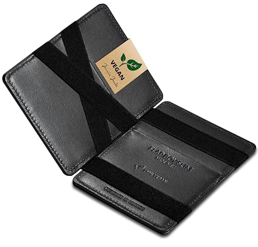 Jaimie Jacobs Flap Boy Slim Magic Wallet ohne Münzfach (Vegan Schwarz) | Dünner Geldbeutel, 8-16 Karten, Geldscheine, Magic-Flap, 0,8 cm dünn, TÜV-RFID-Schutz & echtes Leder - Image 1