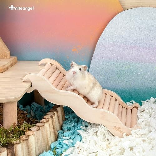 Niteangel Hamster Climbing Toy Wooden Ladder Bridge for Hamsters Gerbils Mice and Small Animals (Medium - 8.26'' L) thumbnail 2