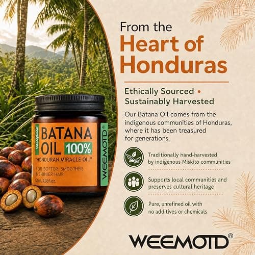 WEEMOTD 100% Raw Batana Oil for Hair, Unrefined Conditioning Scalp Oil from Honduras, Moisturizing Hair Mask, Adds Shine & Softness for Men & Women, 4.06 fl oz thumbnail 7