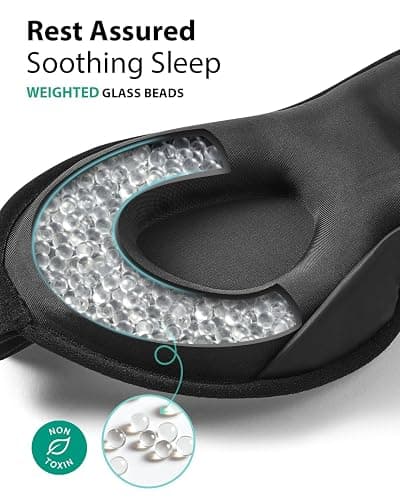 MABAO Weighted Sleep Mask - 100% Blackout Eye Mask for Sleeping for Women Men, 3D Contoured for Lash Extension, Zero Eye Pressure Memory Foam Cover, Soft Gentle Pressure Blindfold for Travel - Black thumbnail 6