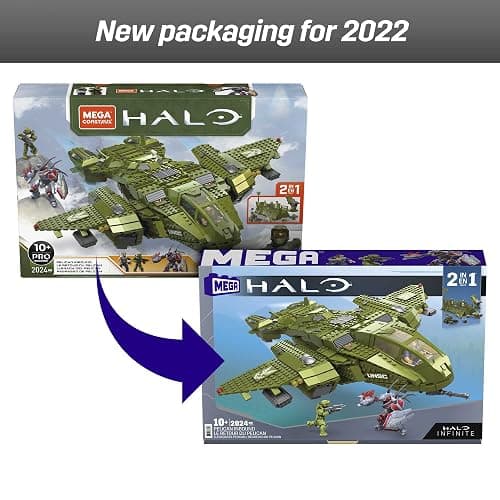 MEGA Halo Toy Building Sets, Pelican Inbound Vehicle with 2024 Pieces, 3 Micro Action Figures and Accessories, for Collectors thumbnail 8