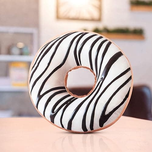 HYSEAS Round Throw Pillow 14 Inch Chocolate White Donut, 3D Digital Print Decorative Soft Food Shaped Pillow, Light Weight Seat Cushion for Couch, Chair, Floor, Sofa, 2 Pack thumbnail 3