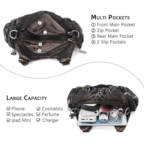Angel Kiss Purses for Women Small Hobo Shoulder Bags Vagen Leather Multi-Pocket Tote Bag with Zipper thumbnail 6